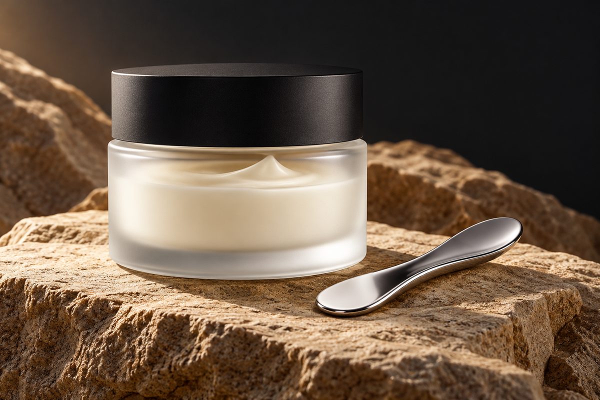 Fortifying Barrier Lipid Cream jar with metal cosmetic application tool.