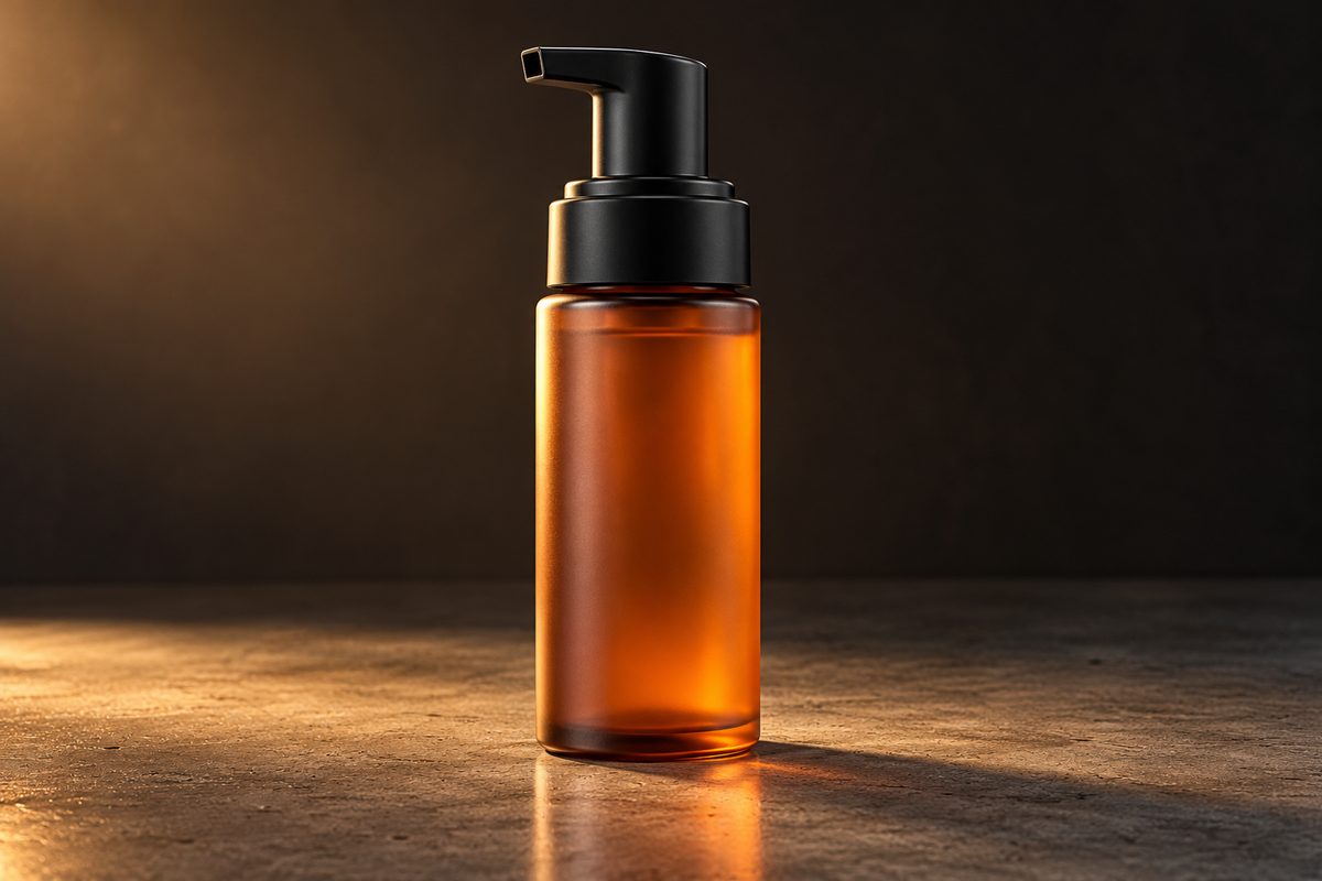 Amino Acid Gentle Foaming Cleanser in an amber pump bottle.