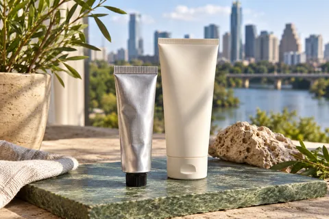 Centella recovery balm tube presented alongside daily mineral sunscreen for sensitive skin routines.